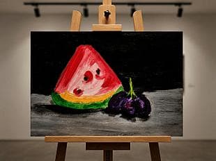 Watermelon and Grapes Still Life - gallery image 1