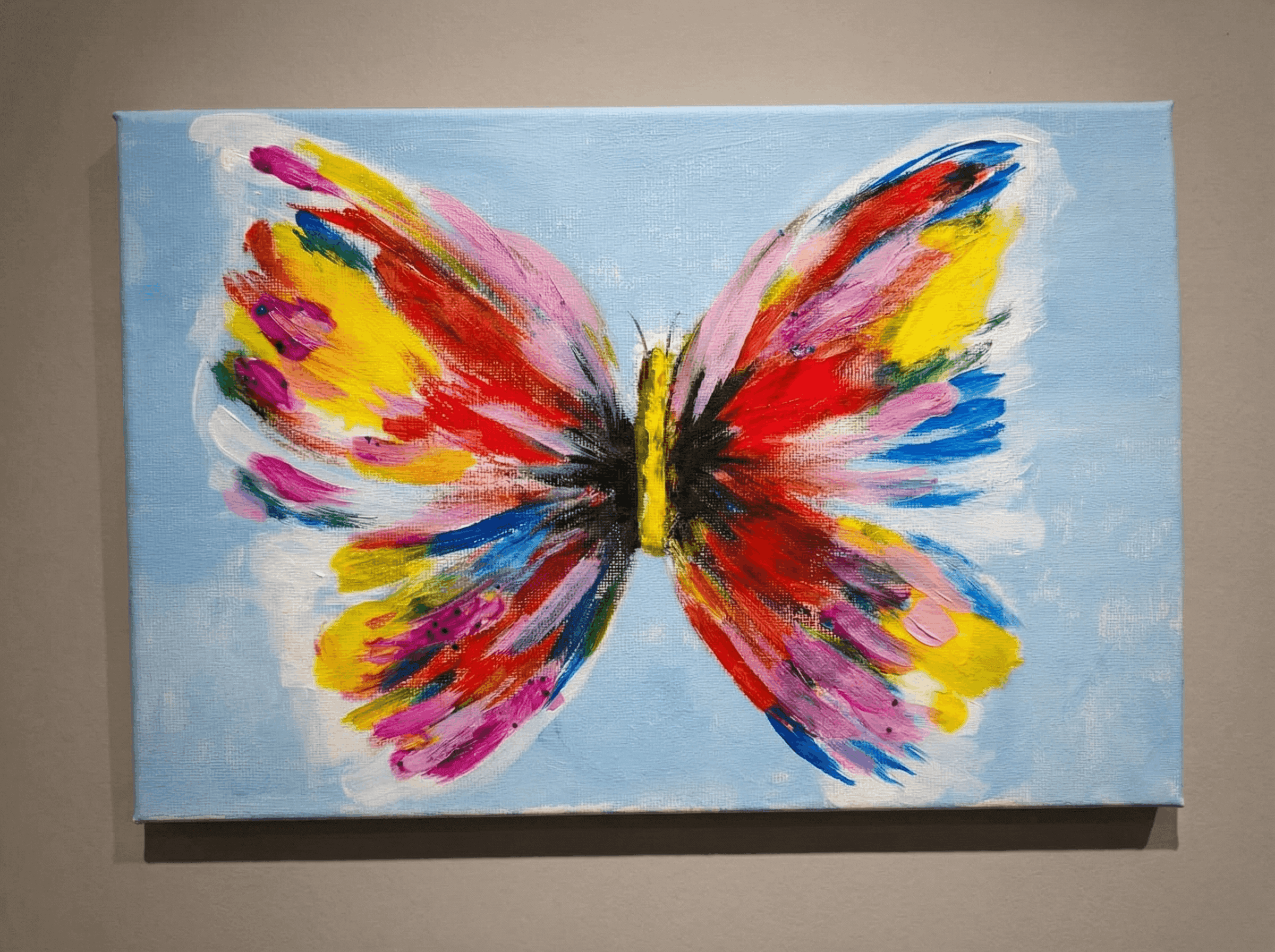 Vibrant Abstract Butterfly - artwork created with Acrylic on Canvas
