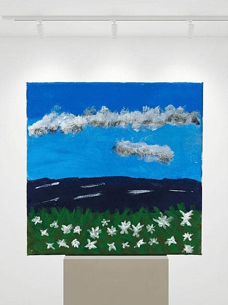 Hillside Meadow with White Blooms