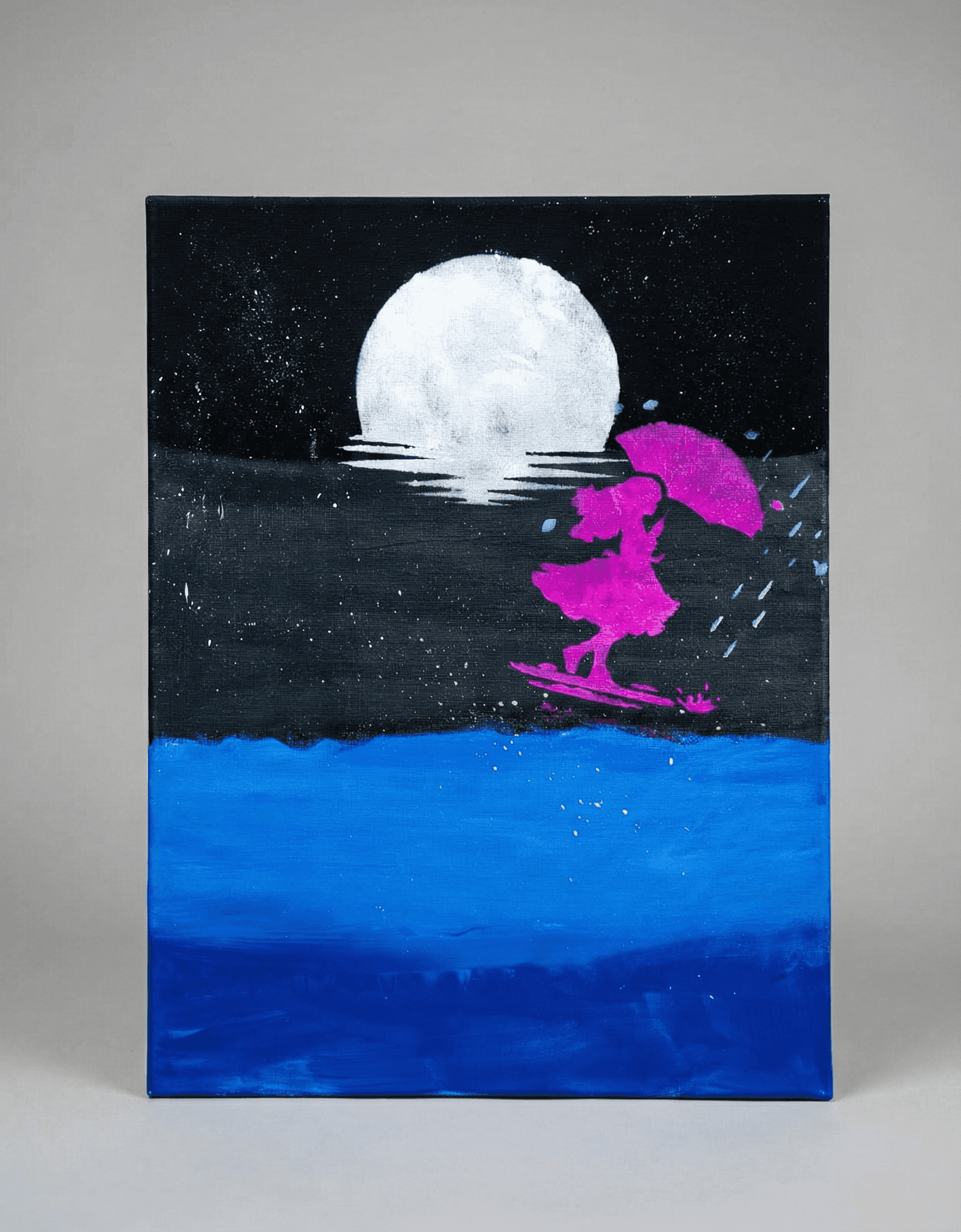 Midnight Umbrella - artwork created with Acrylic on Canvas